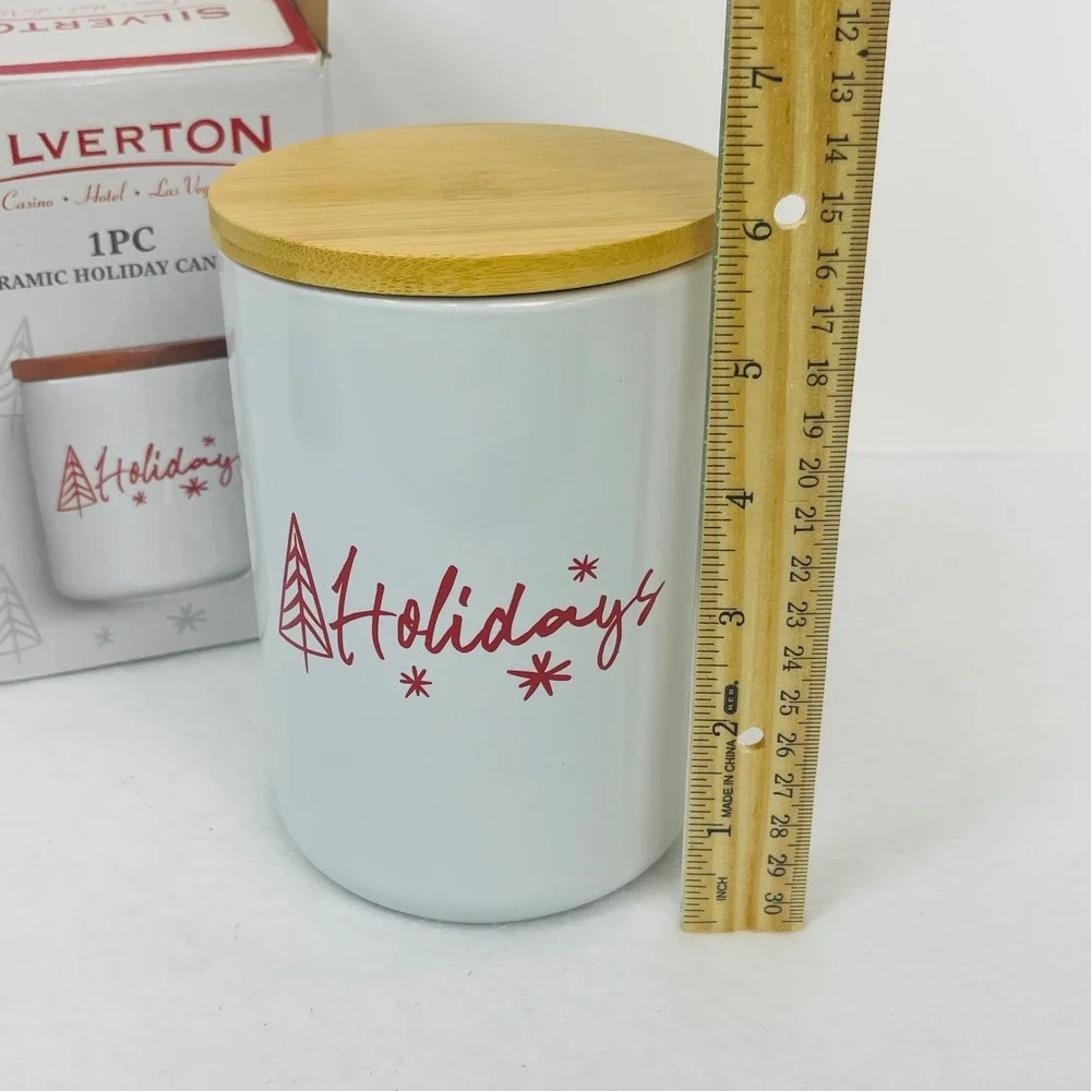 Silverton Casino Hotel Las Vegas Ceramic Holiday Canister White Red Wood Lid